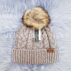 PENDLETON Hat Beanie Grey Merino Wool Blend Cable Knit Cottagecore Grannycore